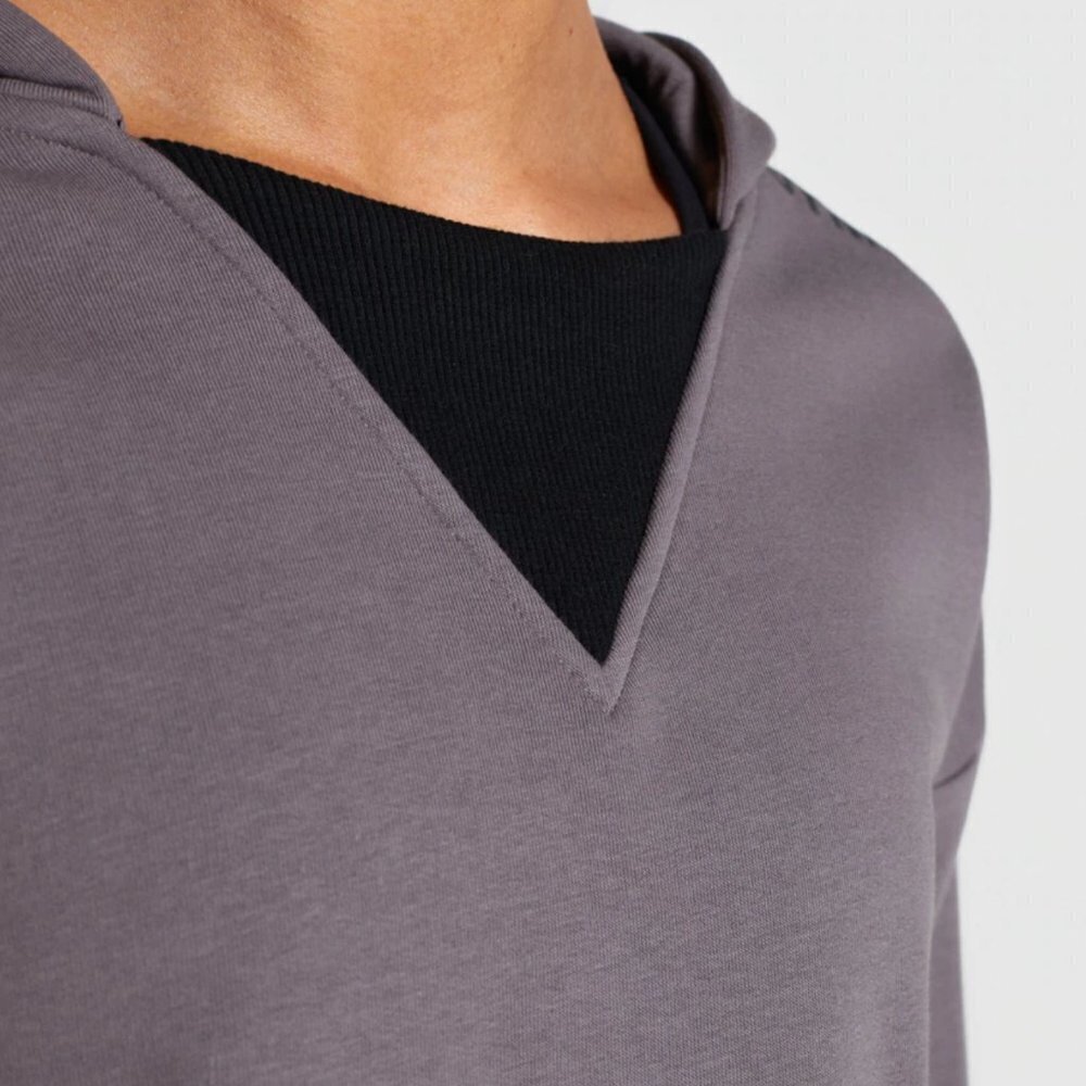 Gymshark Solo Cropped Hoodie Slate Lavender Athleisure Sweatshirt Sz S - Picture 5 of 13